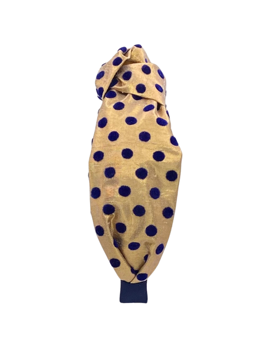 Navy Velvet Polka Dots on Gold