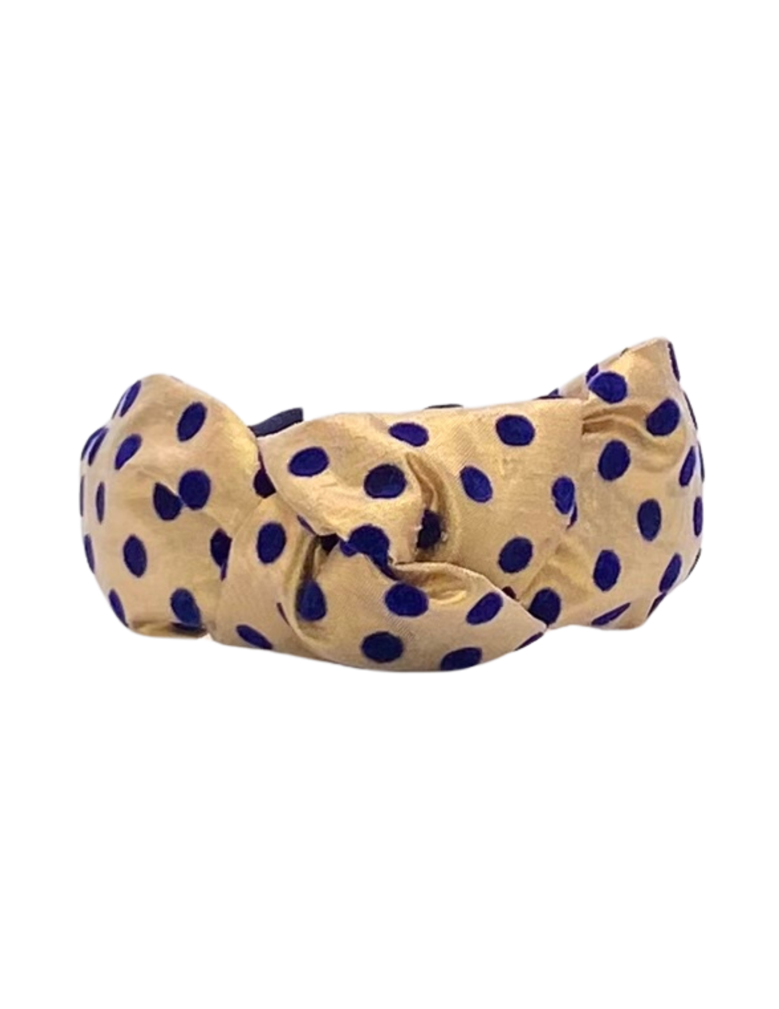 Navy Velvet Polka Dots on Gold