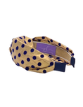 Load image into Gallery viewer, Navy Velvet Polka Dots on Gold