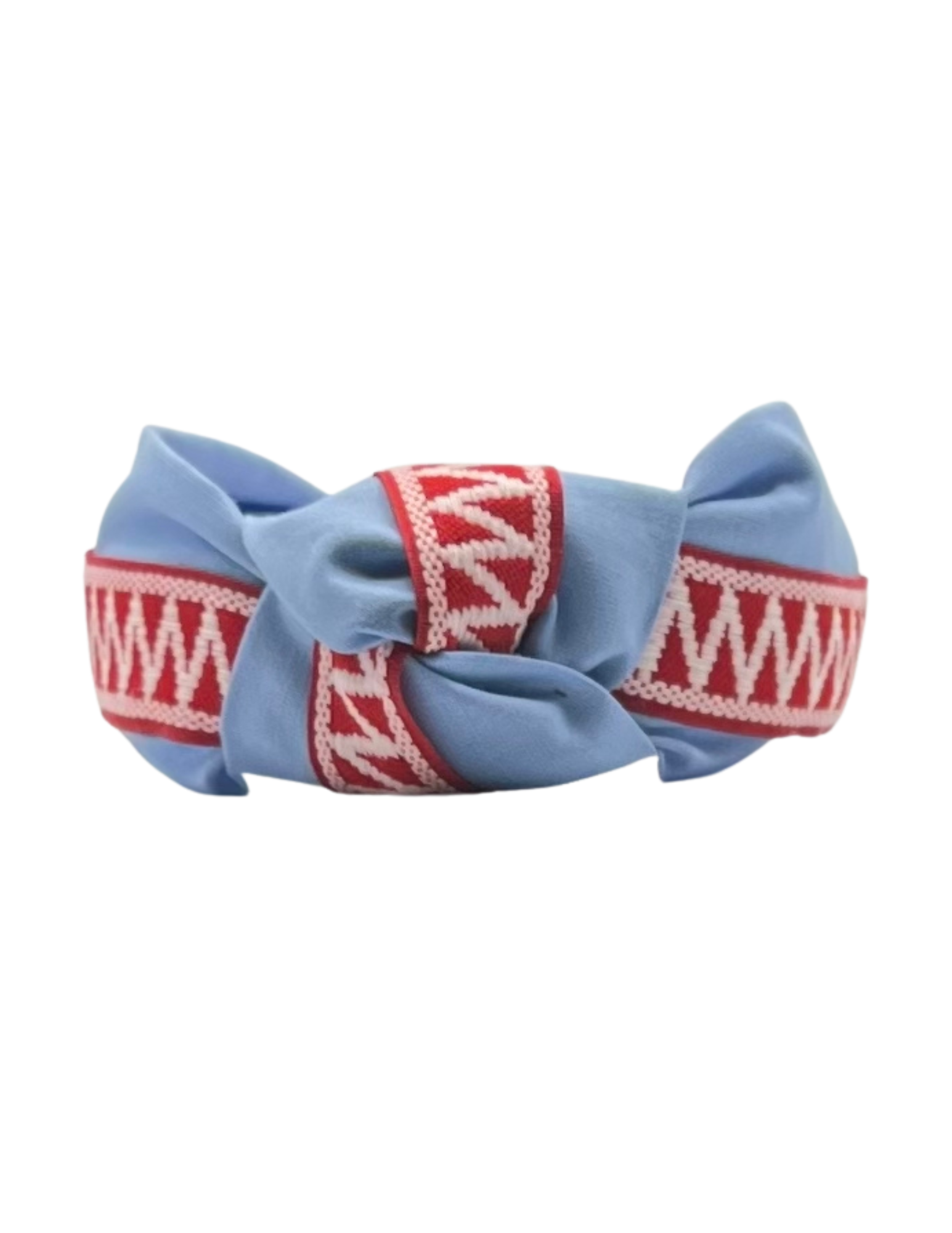 Red and White Zigzag Ribbon on Powder Blue