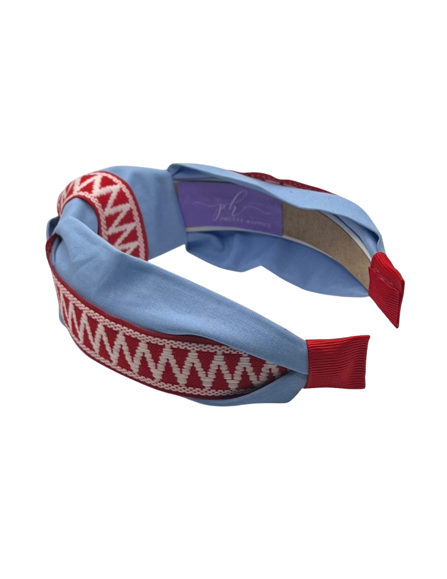Red and White Zigzag Ribbon on Powder Blue