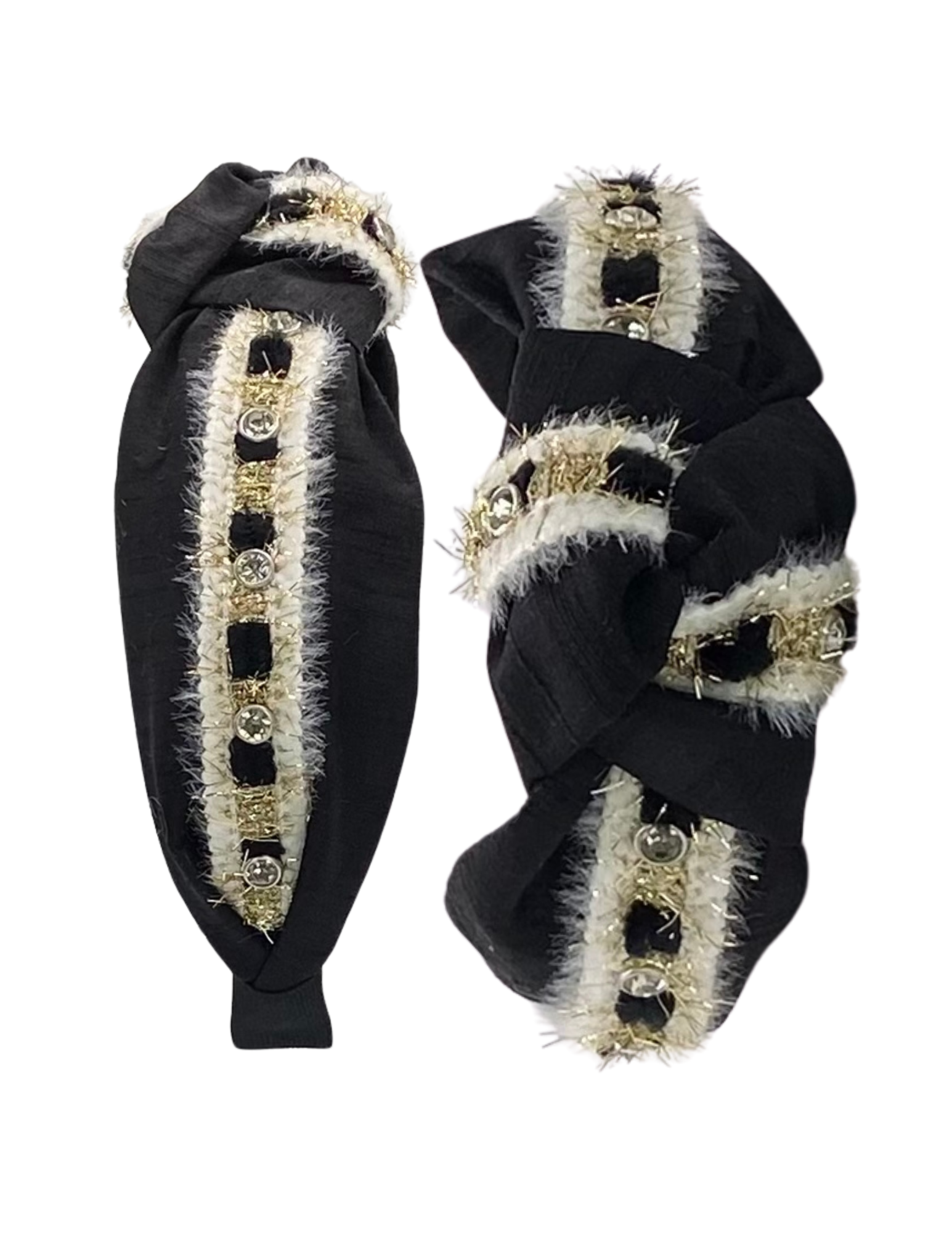 Soft Jeweled Tweed on Black Dupioni Silk