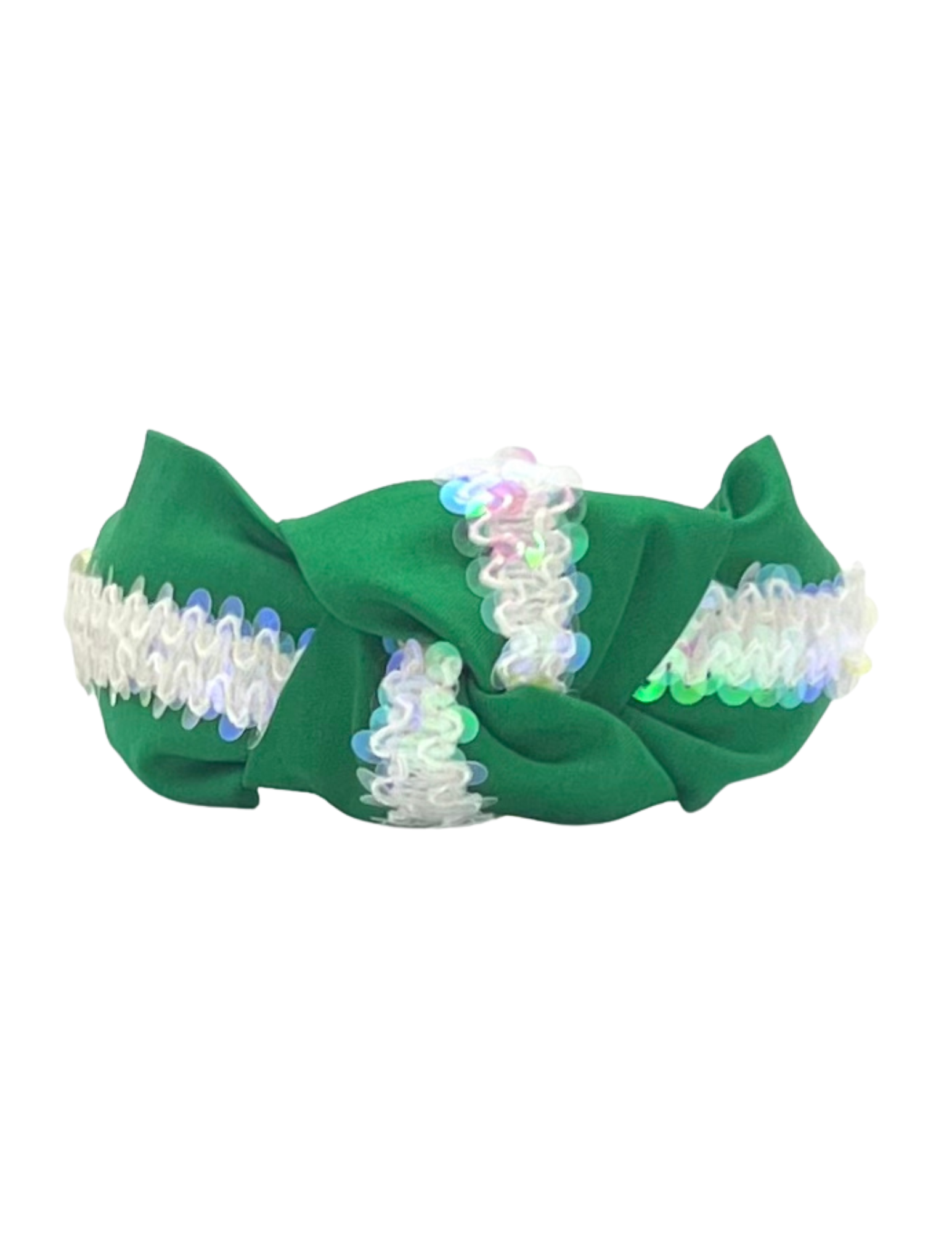 White Sequin Ribbon on Green