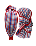 Load image into Gallery viewer, Red and Blue Check with Red Piping