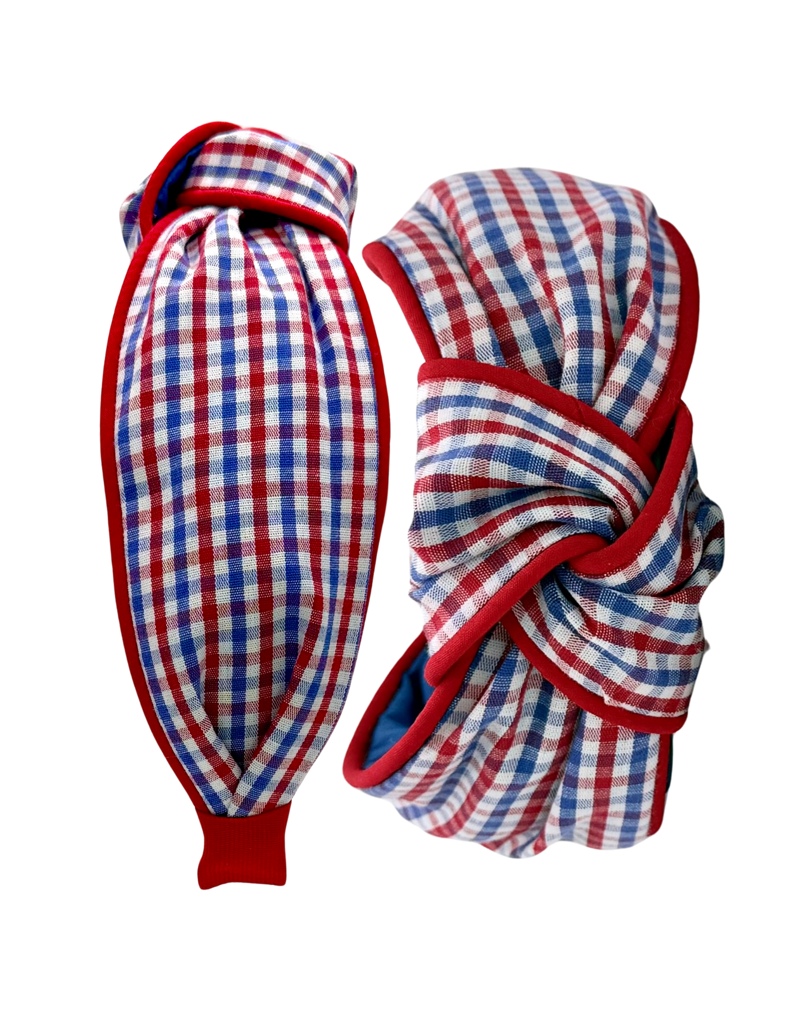 Red and Blue Check with Red Piping