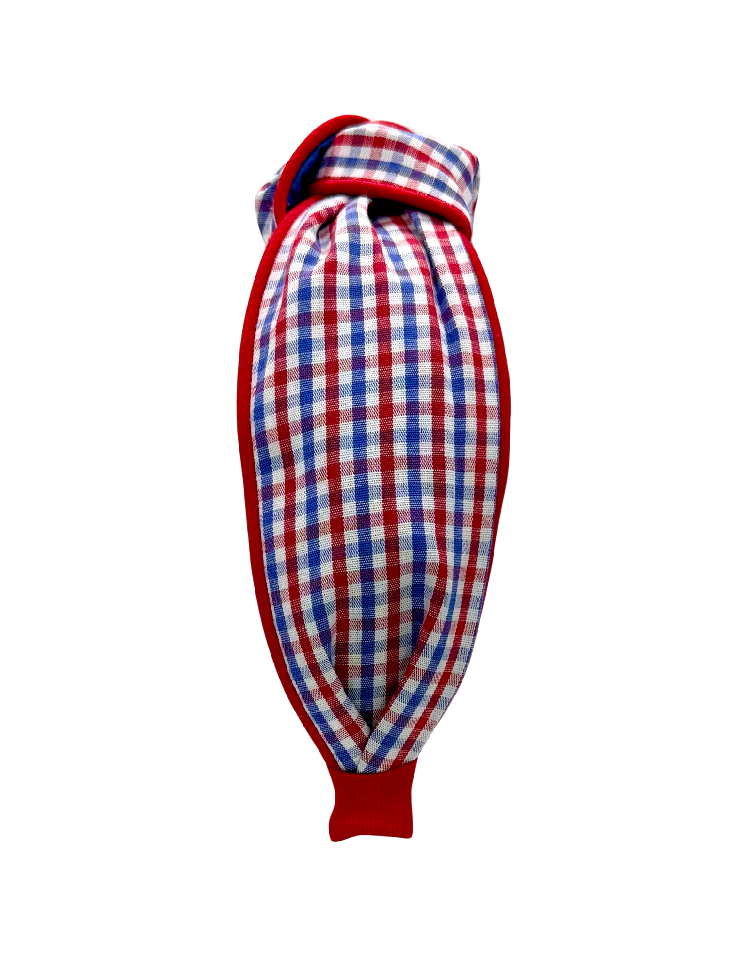 Red and Blue Check with Red Piping