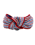 Load image into Gallery viewer, Red and Blue Check with Red Piping