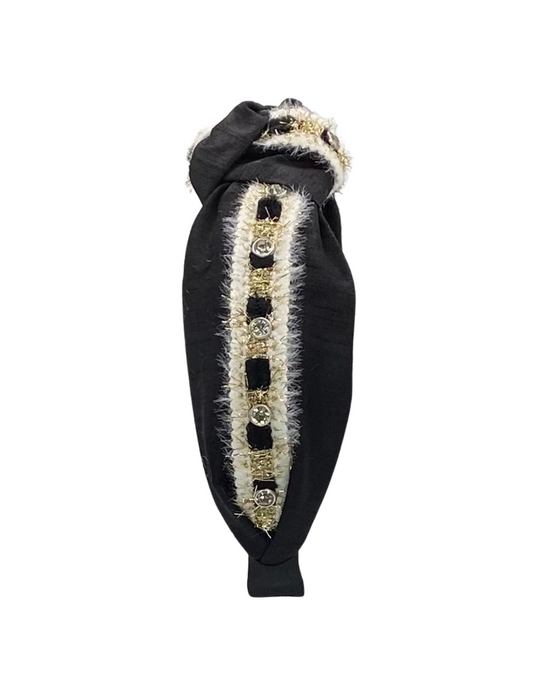 Soft Jeweled Tweed on Black Dupioni Silk
