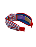 Load image into Gallery viewer, Red and Blue Check with Red Piping