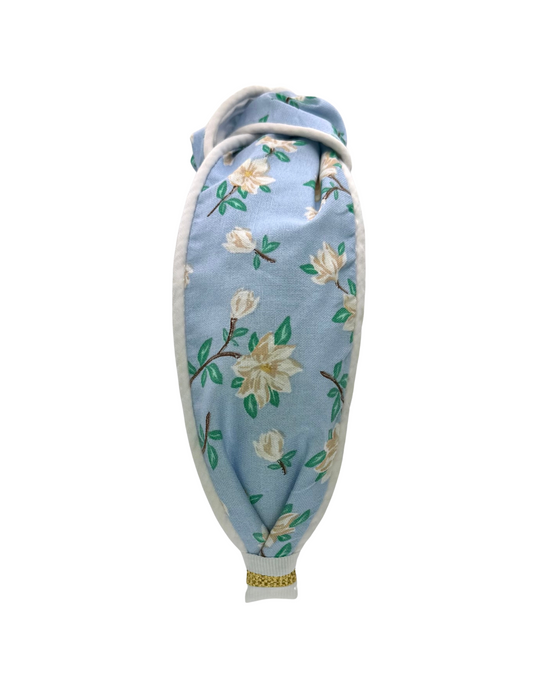 Soft Blue Magnolias with White Piping