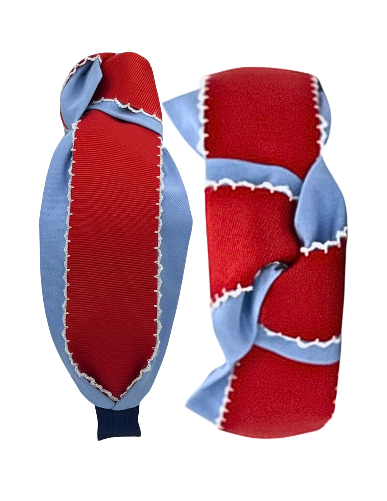 Red Wide Ribbon on Light Blue