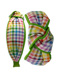 Load image into Gallery viewer, Rainbow Gingham with Green Piping