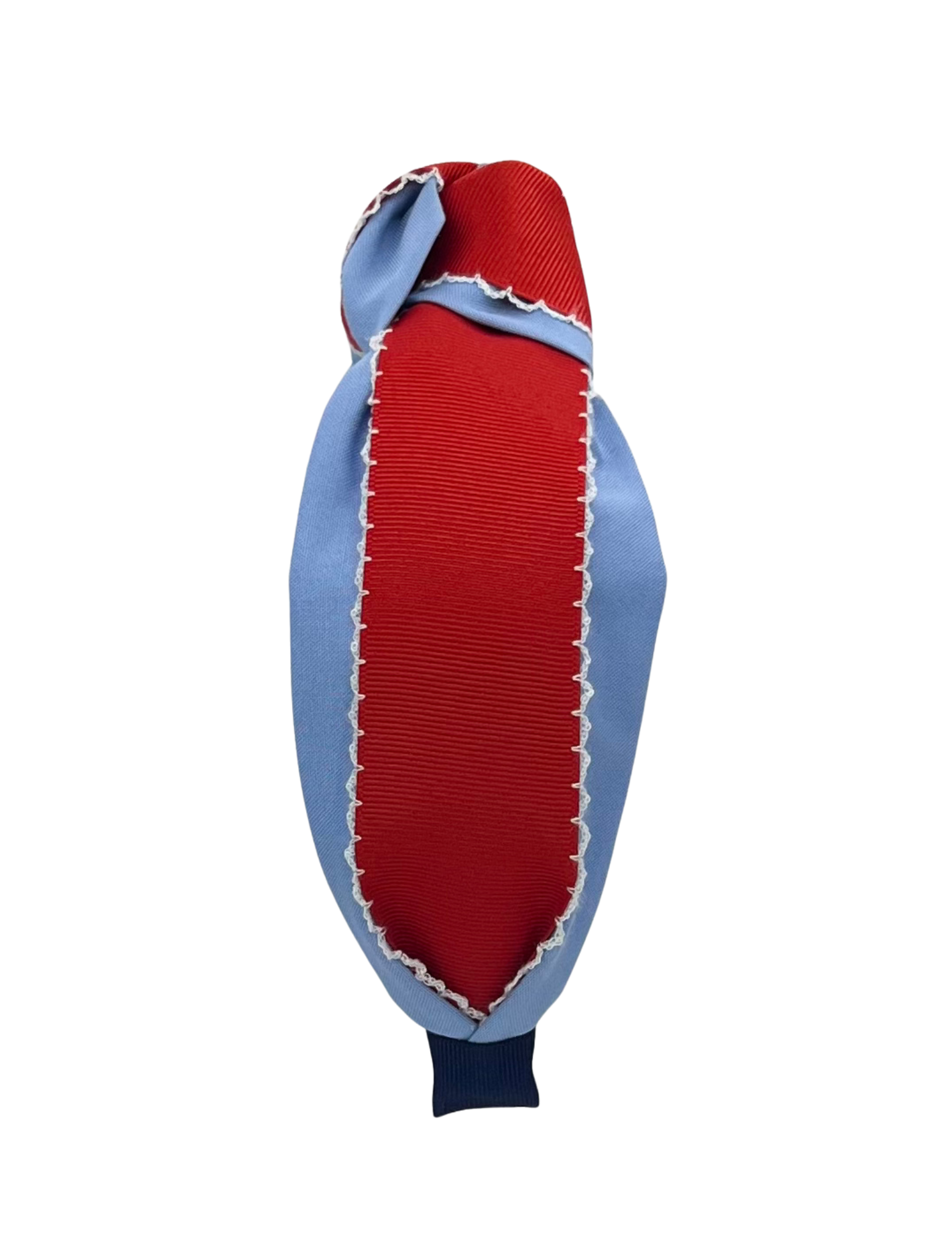 Red Wide Ribbon on Light Blue