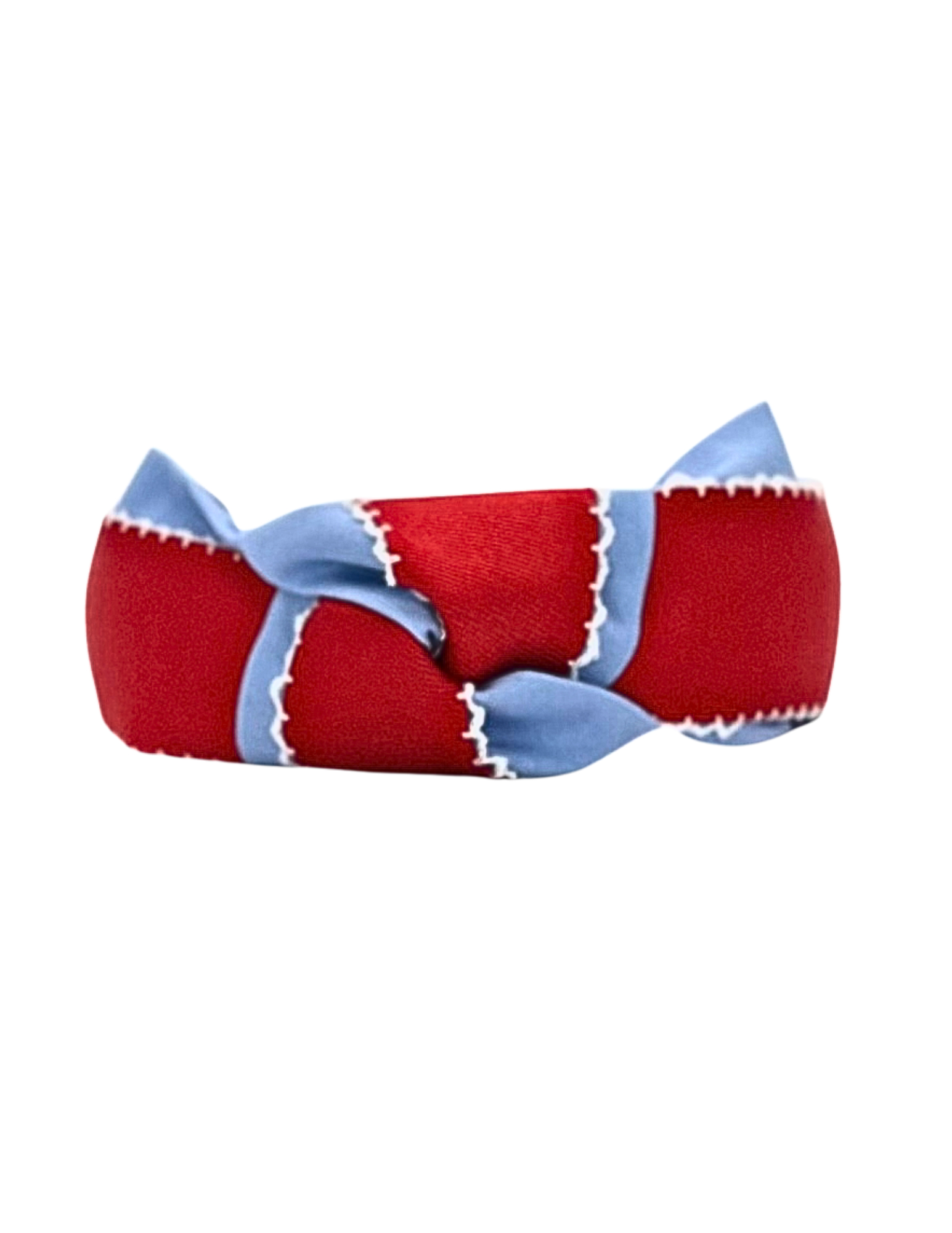 Red Wide Ribbon on Light Blue