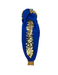 Load image into Gallery viewer, Gold Sequins on Royal Blue