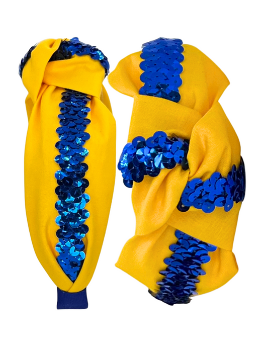 Royal Blue Sequin on Yellow Gold