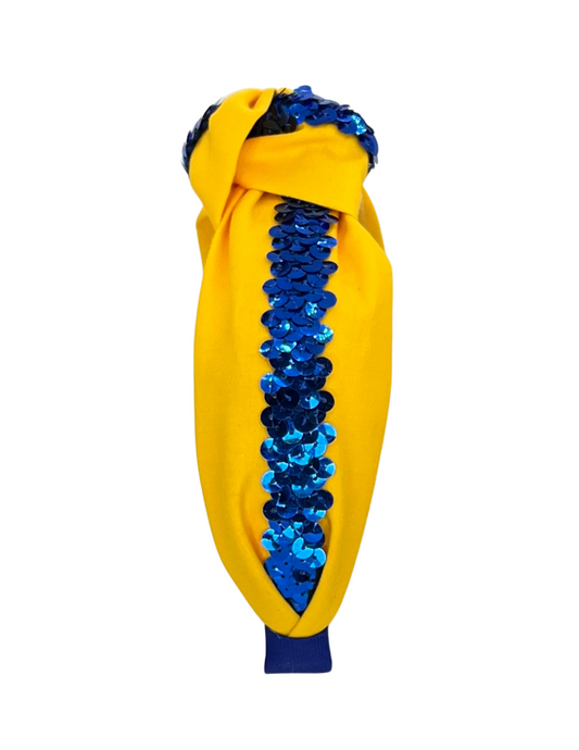 Royal Blue Sequin on Yellow Gold