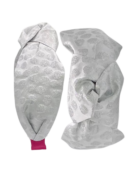Silver Jacquard with Pink Tips