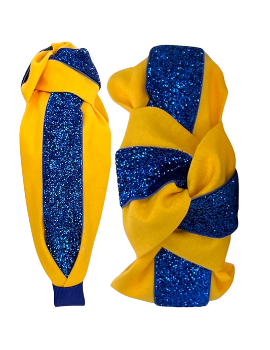 Royal Blue Sparkle Ribbon on Yellow Gold