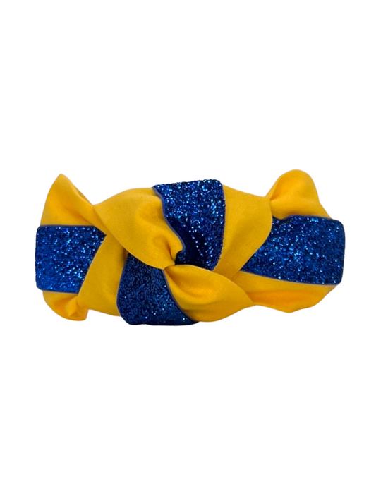Royal Blue Sparkle Ribbon on Yellow Gold