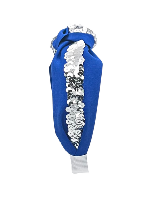 Silver Sequin Ribbon on Royal Blue