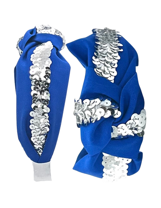 Silver Sequin Ribbon on Royal Blue