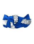 Load image into Gallery viewer, Silver Sequin Ribbon on Royal Blue