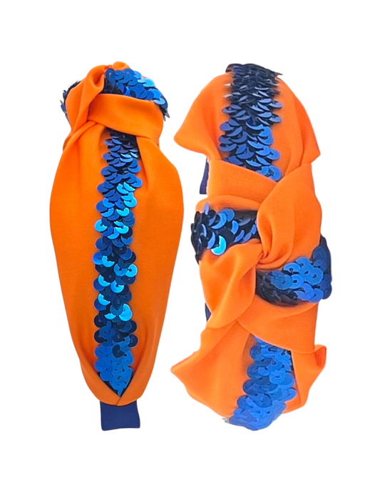Royal Blue Sequin Ribbon on Orange