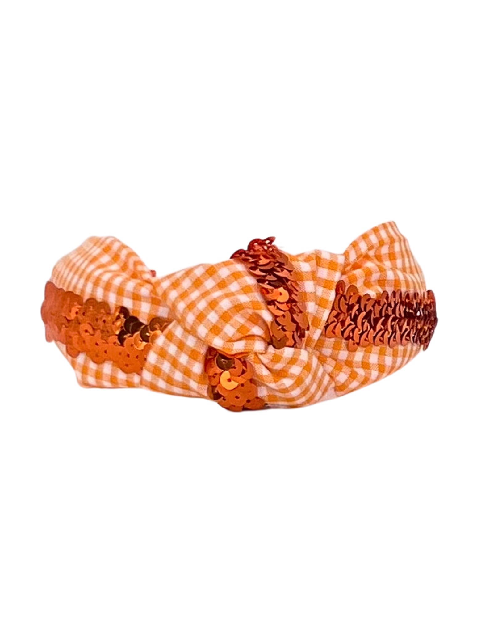 Orange Sequin on Orange Gingham