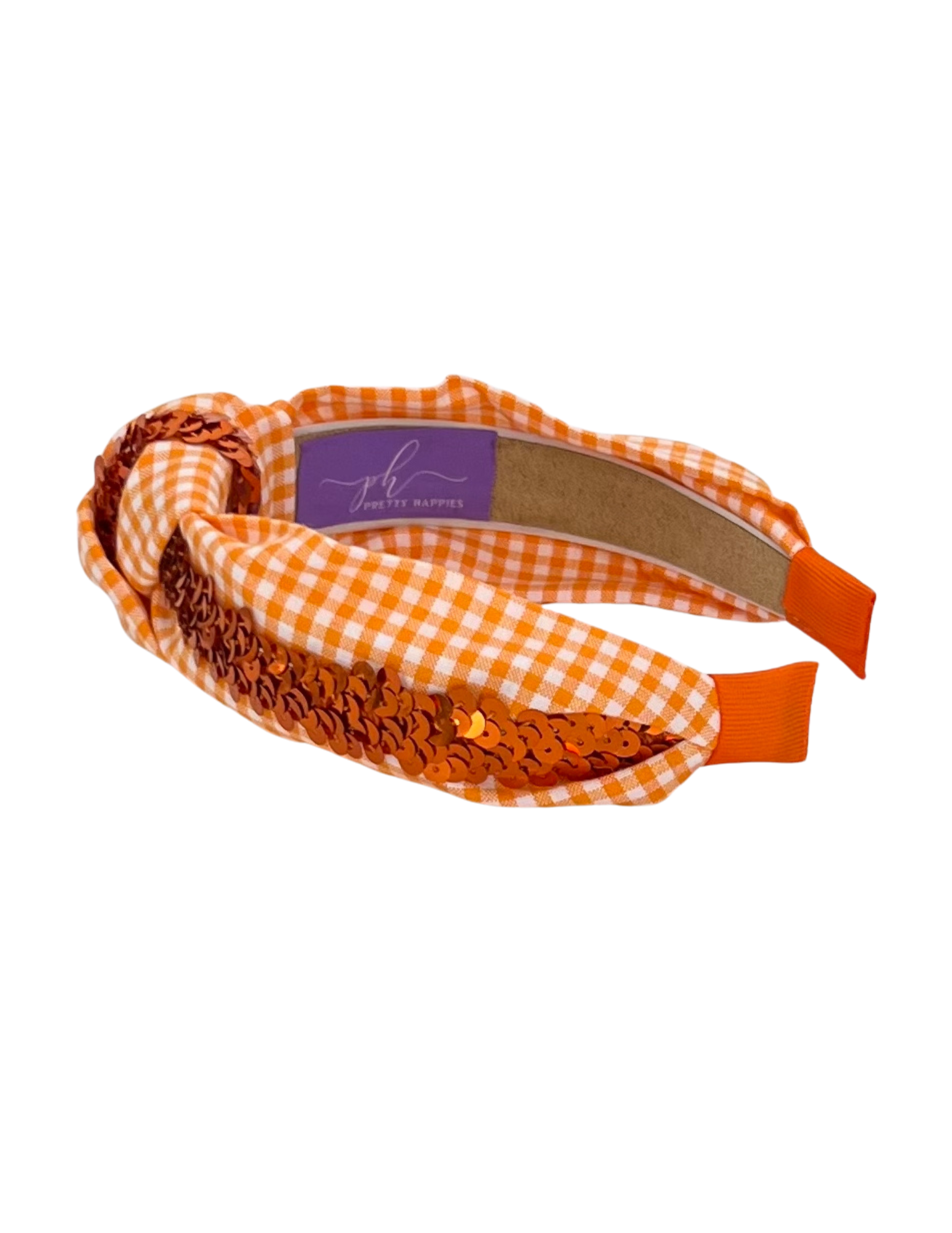 Orange Sequin on Orange Gingham