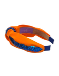 Load image into Gallery viewer, Royal Blue Sequin Ribbon on Orange