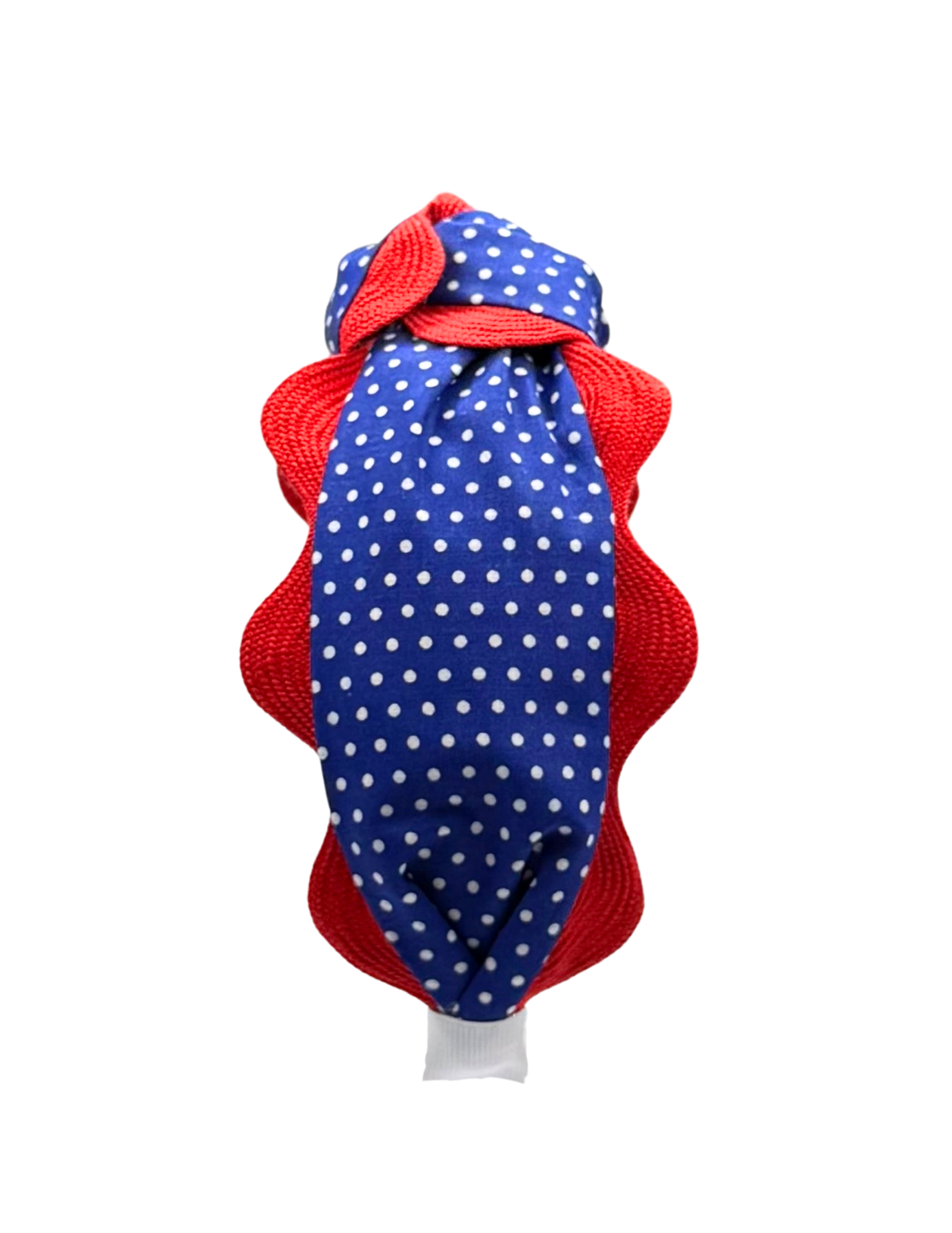 Blue Polka Dots with Red Piping