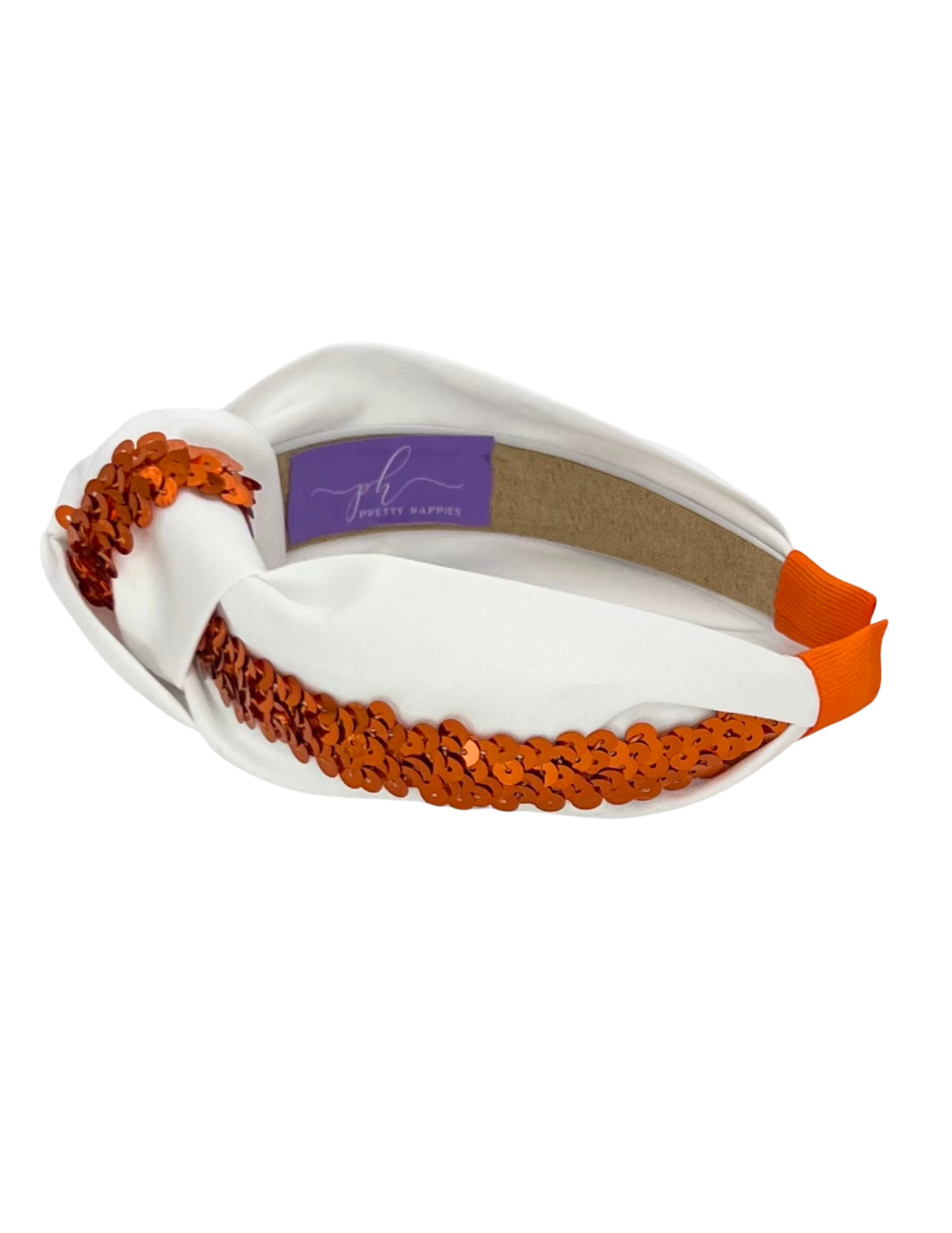 Orange Sequin on White