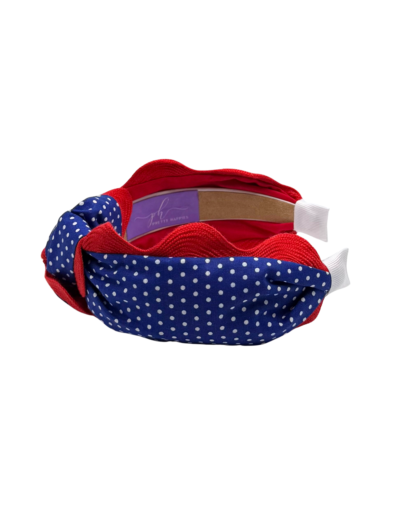Blue Polka Dots with Red Piping