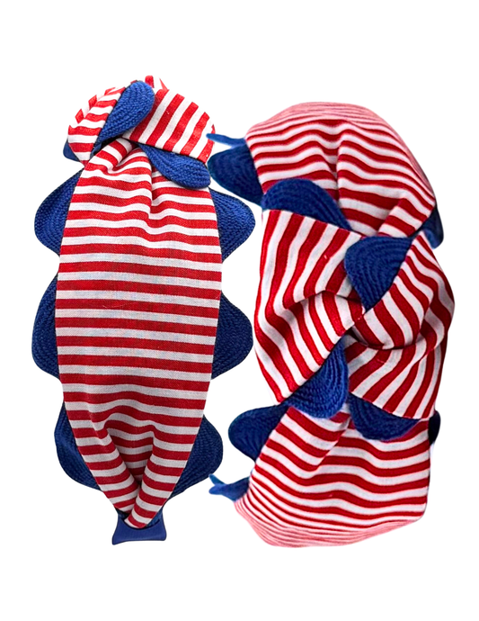 Red Stripes with Blue Piping