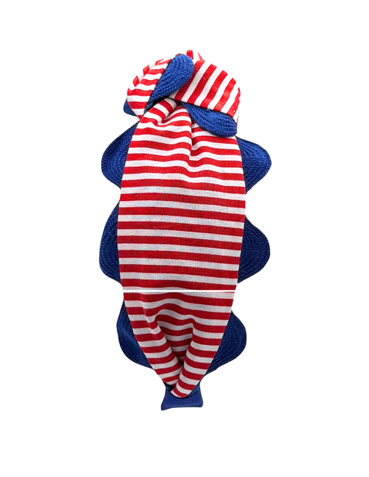 Red Stripes with Blue Piping