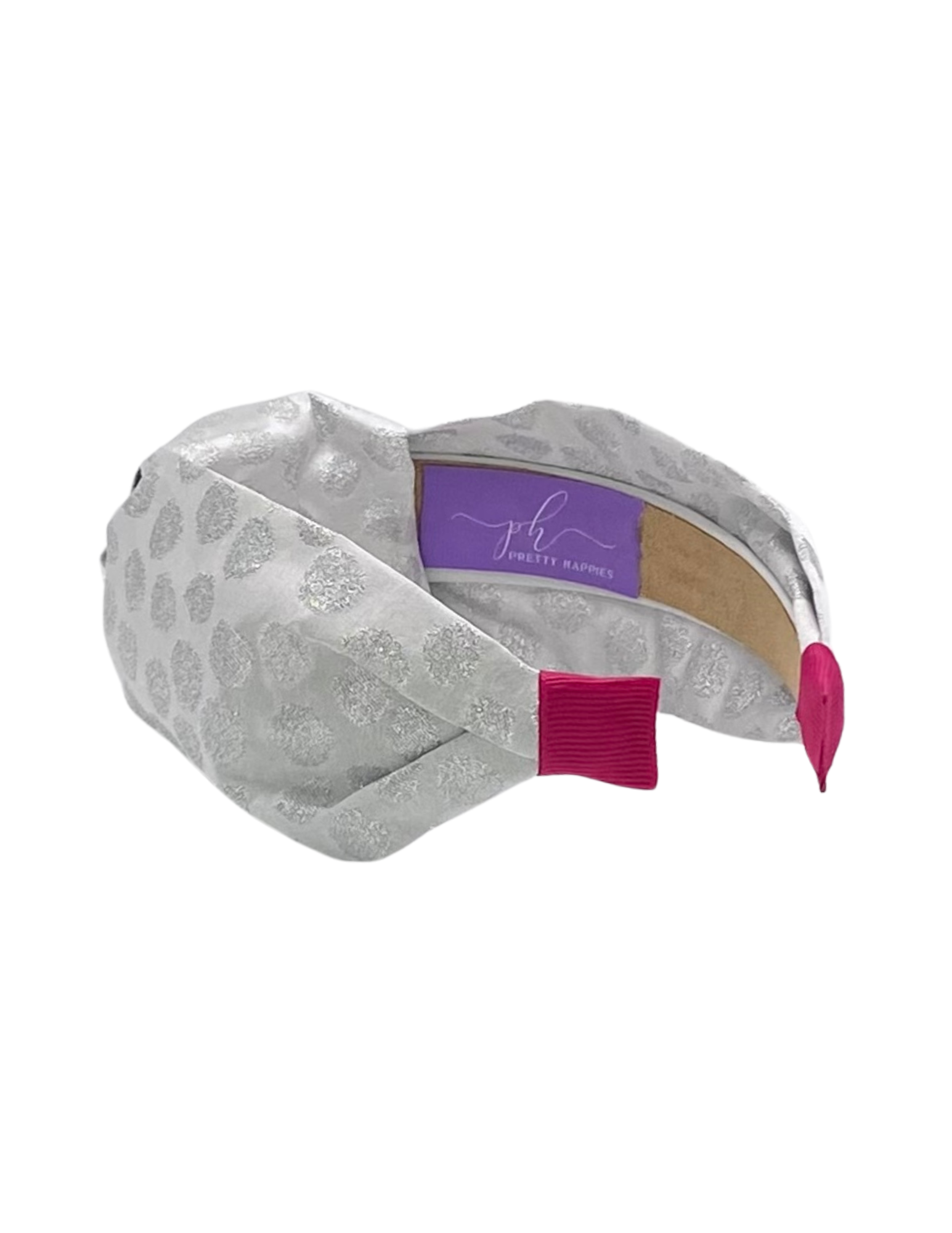 Silver Jacquard with Pink Tips