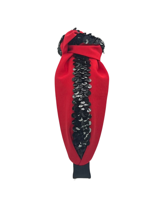 Black Sequin Ribbon on Red