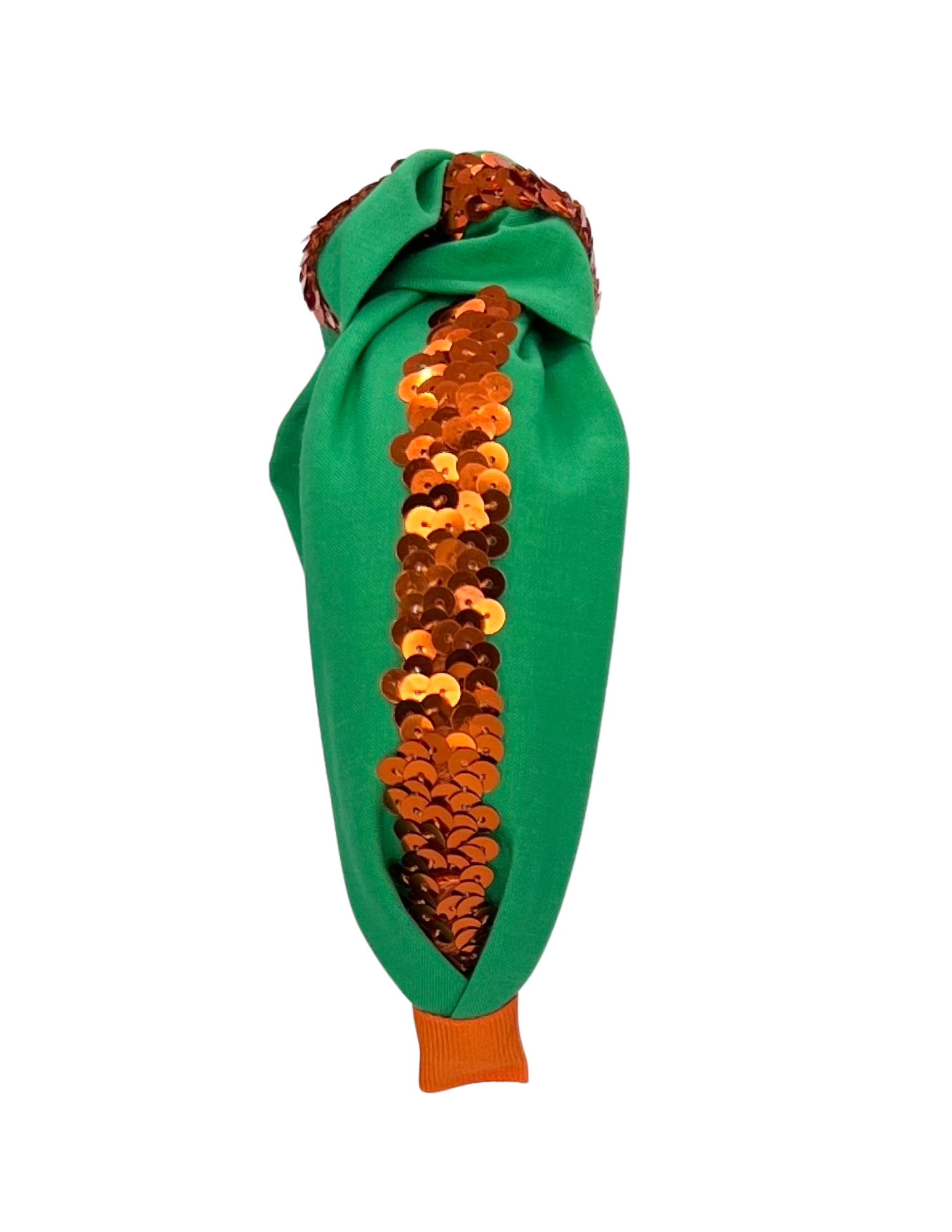 Orange Sequin on Green