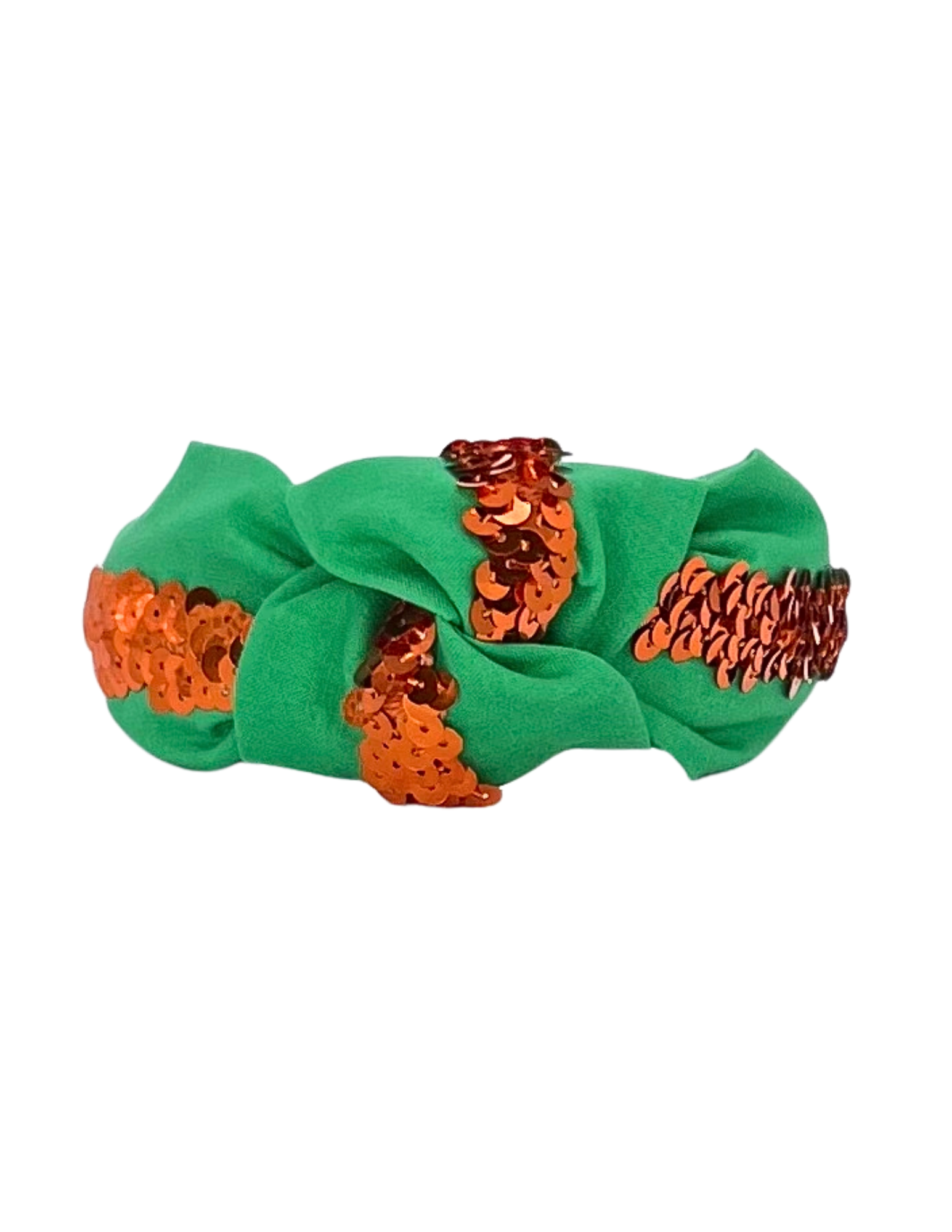 Orange Sequin on Green