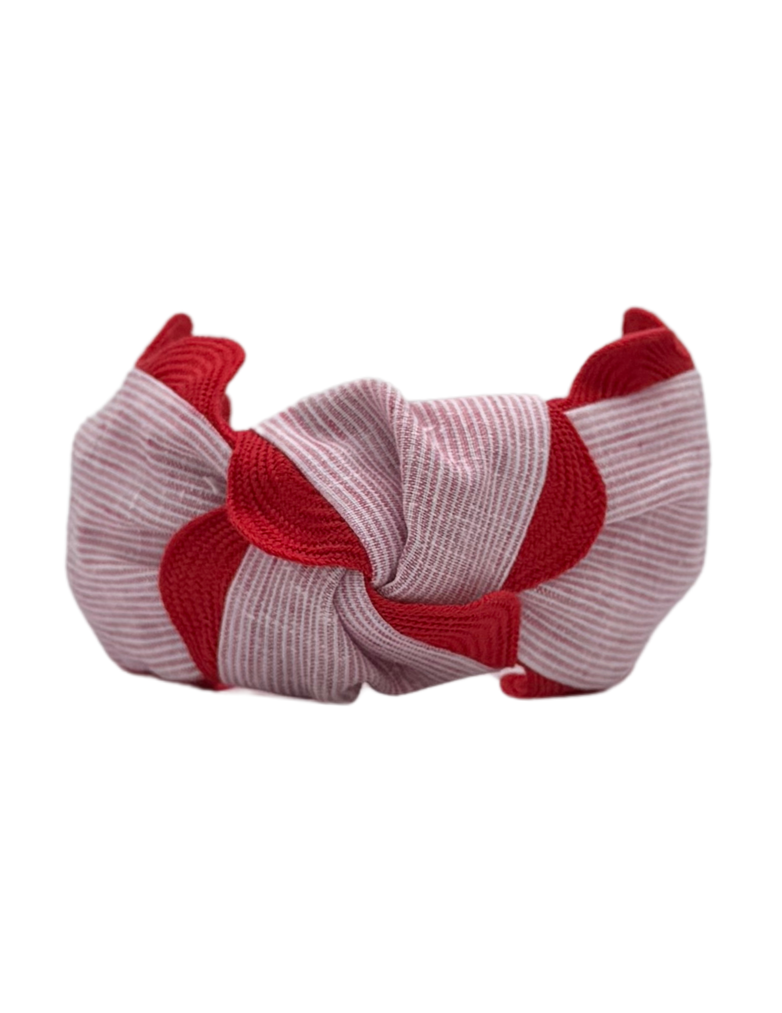 Jumbo Red Scallop on Pink Stripes