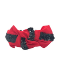 Load image into Gallery viewer, Black Sequin Ribbon on Red