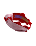 Load image into Gallery viewer, Jumbo Red Scallop on Pink Stripes