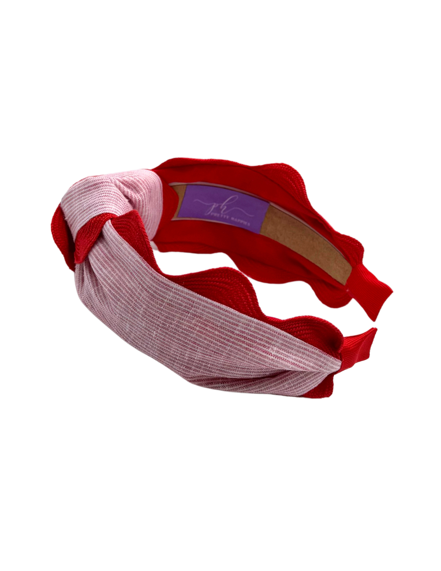 Jumbo Red Scallop on Pink Stripes