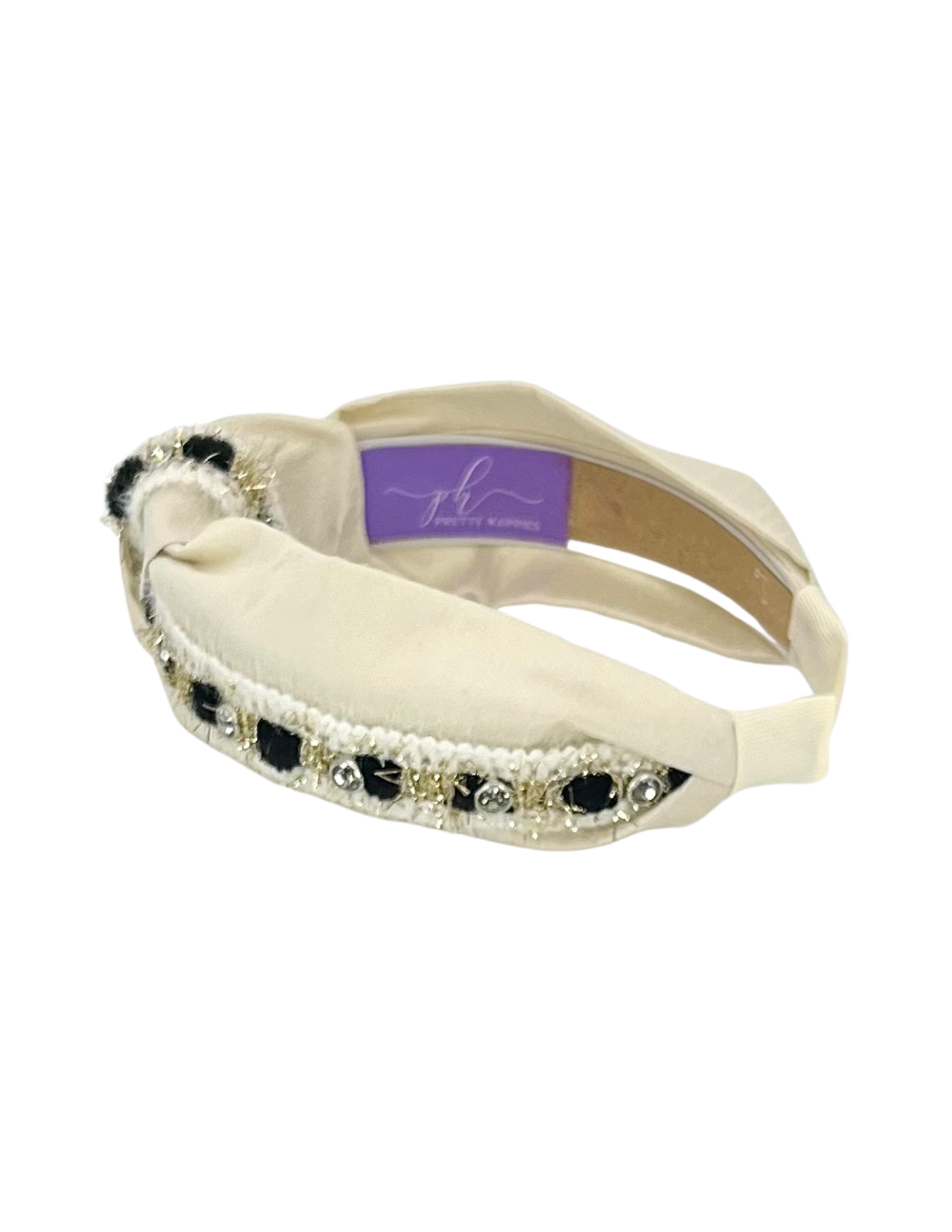 Black, Gold and Rhinestone Trim on Cream