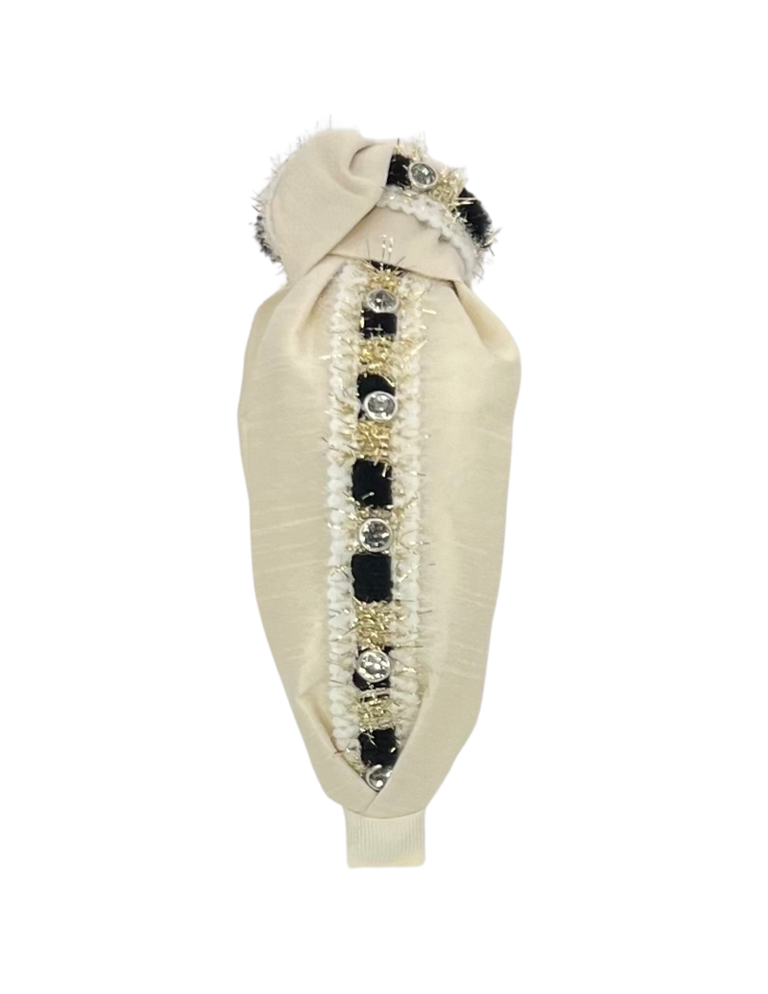 Black, Gold and Rhinestone Trim on Cream