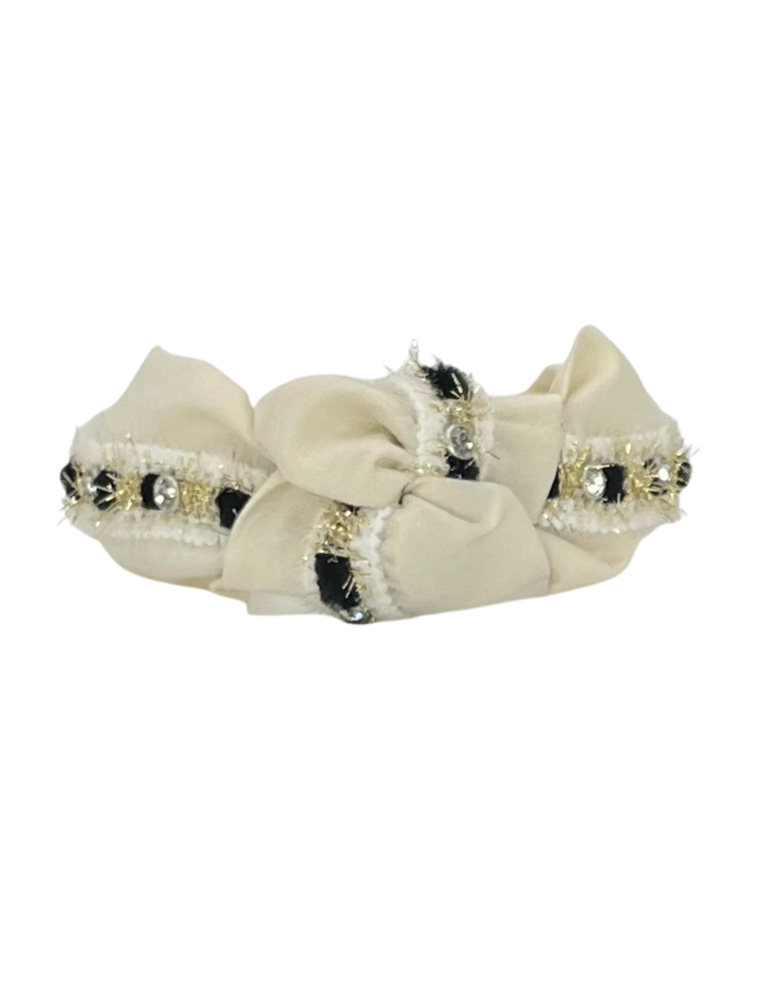 Black, Gold and Rhinestone Trim on Cream
