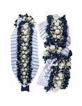 Load image into Gallery viewer, Blue and white stripe with pearl trim