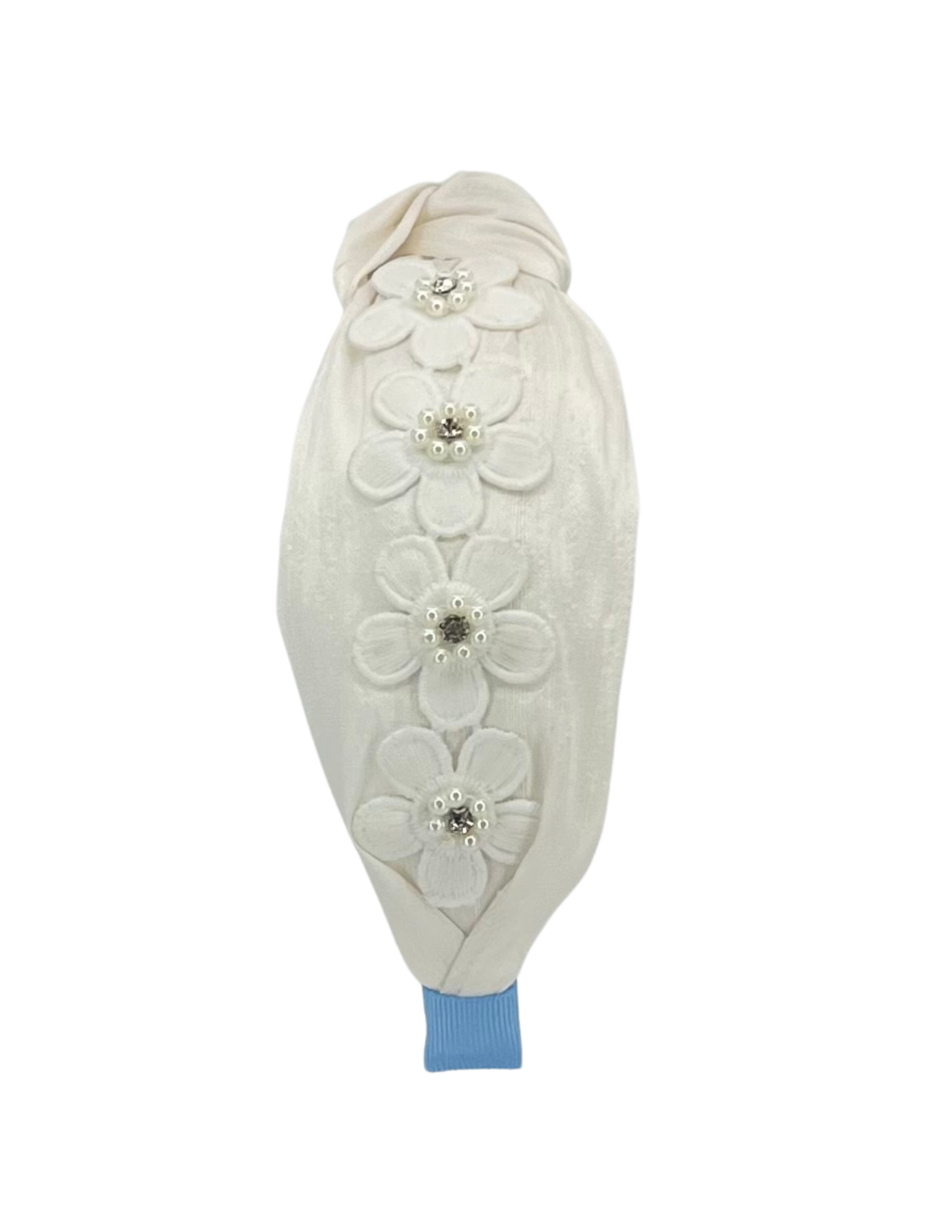 White Flowers on Ivory Silk