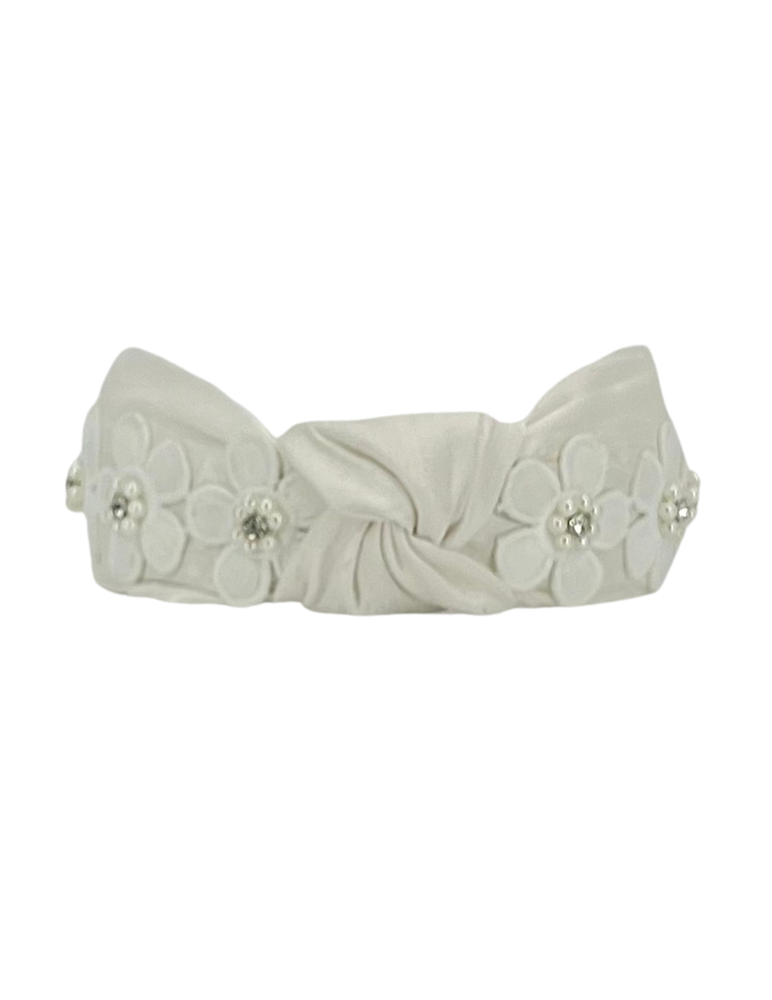 White Flowers on Ivory Silk